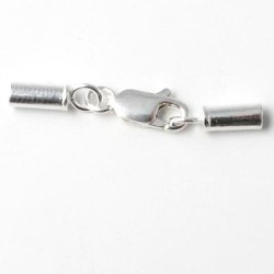 Kettenabschluss, Silber mit flachem Karabiner und 1 mm Endkappen, 1 Satz