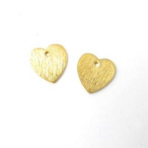 Vergoldete Silberherzen, gebrstet, 11x11 mm, 2 Stk.