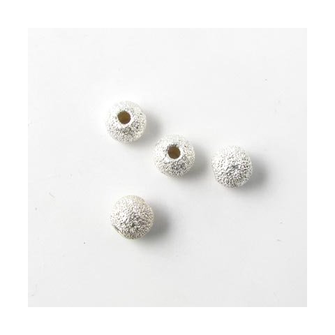Stardustperle, slv, rund, diameter 3 mm, 4 stk.