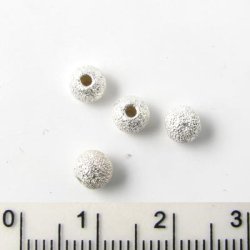 Stardust perlen, Silber, rund, Durchmesser 3 mm, 4 Stk.