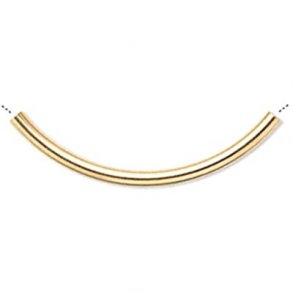 Röhrchen-Spacer, gebogen, vergoldetes Messing, 100x3 mm, Lochgröße 2,5 mm, 4 Stk.