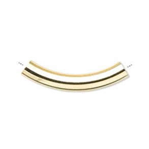Curved tube, gilded brass, hole size 4.5mm, 30x5mm, 6pcs.