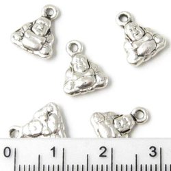 Buddha mit &Ouml;se, Tibetanisches Silber, versilbertes Tinn, 18x12 mm, 6 Stk