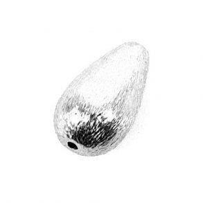 Silver teardrop-shaped bead, rustic, vertically drilled, lightly flat, 15x8,5x6mm, 1pc