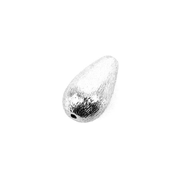 Silver teardrop-shaped bead, rustic, vertically drilled, lightly flat, 15x8,5x6mm, 1pc