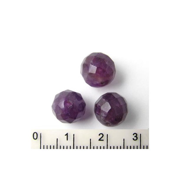 Amethyst, half strand of beads, round bead, facetted, 8mm, 24pcs.