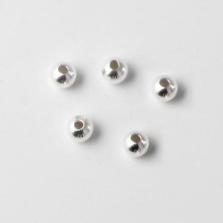 Silberperle, durchbohrt, Durchmesser 4 mm, 6 Stk.