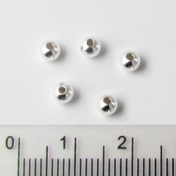 Silberperle, durchbohrt, Durchmesser 4 mm, 6 Stk.