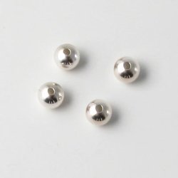 Silberperle, durchbohrt, 5 mm, rund, Loch 1 mm, 4 Stk.
