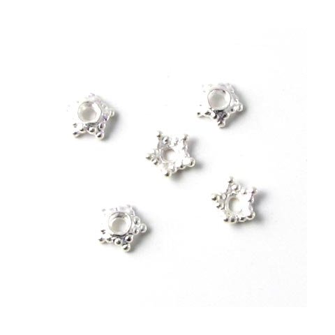 Sølv, krone-perleskål, lille, 5,8 mm, 4 stk.