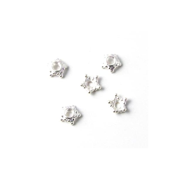 Sølv, krone-perleskål, lille, 5,8 mm, 4 stk.