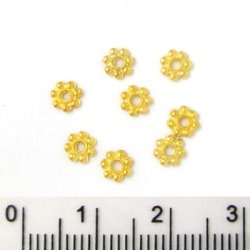 Goldfarbene metallperlen, Blume, 4 mm, 50 Stk.