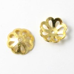 Perlenschalen, vergoldetes Silber, geb&uuml;rstet, 12x4 mm, f&uuml;r 12-14mm Perlen, 2 Stk.