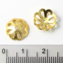 Perlenschalen, vergoldetes Silber, geb&uuml;rstet, 12x4 mm, f&uuml;r 12-14mm Perlen, 2 Stk.