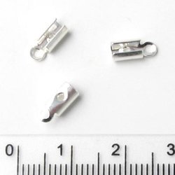 Endklemme mit &Ouml;se, versilbertes Messing, f&uuml;r Schnurst&auml;rke 1,5-2 mm, 6 Stk