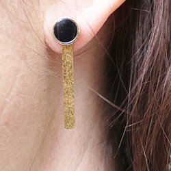 Earstuds with flat pad, gold-plated steel, earnuts included, 8 mm, 6pcs