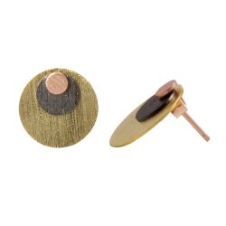 Ohrstecker mit Platte, geb&uuml;rstes rotvergoldetes Silber, 6 mm, 2 Stk.