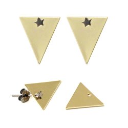 Ohrstecker mit Stern, vergoldetes Messing, 7 mm, mit Verschluss, 2 Stk.