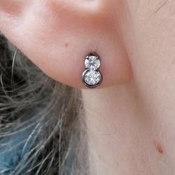 Ohrstecker mit Kristall, Oxidiertes silber, 13x3 mm, 2 Stk.