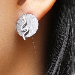 Schlange mit Zirkonia als Augen, Ohrstecker, vergoldetes Silber, 15x0,9 mm, 2 Stk.