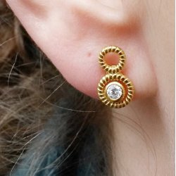 Ohrstecker mit 2 gewundenen Ringen, Sterlingsilber, 13x8 mm, 2 Stk.