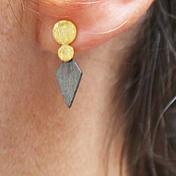 Ohrstecker mit M&uuml;nzen und &Ouml;se, geb&uuml;rstet, Sterlingsilber, 9 mm, 2 Stk.