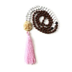 Achat, braun, Guru-Perle, 3 L&ouml;cher, wei&szlig;, 23x15 mm, 1 Stk