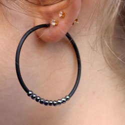 Gummischnur, hohl, schwarz, rund, Dicke 3 mm, 1 m.