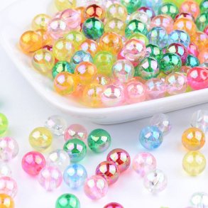Acrylic beads, mixed AB colours, 8 mm, 20 pcs.