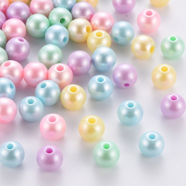 Acrylic beads, mixed matte pastel colours, 8 mm, 20 pcs.