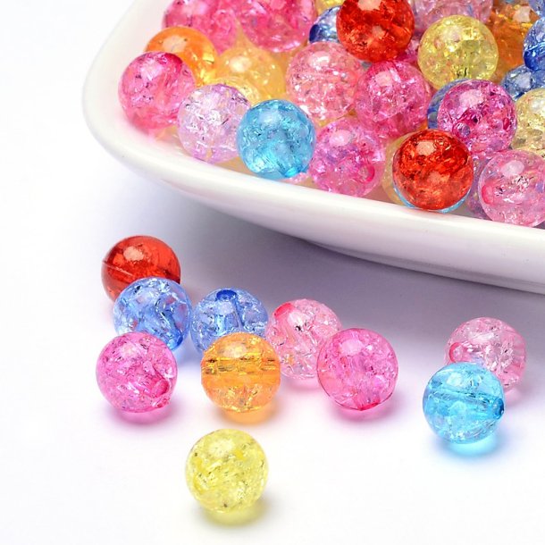 Acrylic beads, mixed colours, 8 mm, 20 pcs.