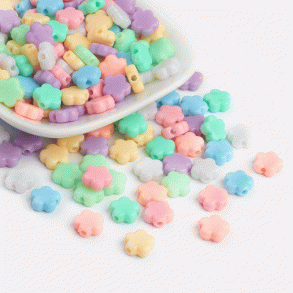 Acrylic beads, flower, mixed colours, 9X9,5mm, 20 pcs. 