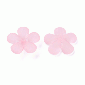 Acrylic, flower, pink, 22x23 mm, 6 pcs