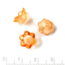 Acryl, Glockenblumen, perlenschale, 10x6,5 mm, orange, 6 Stk.