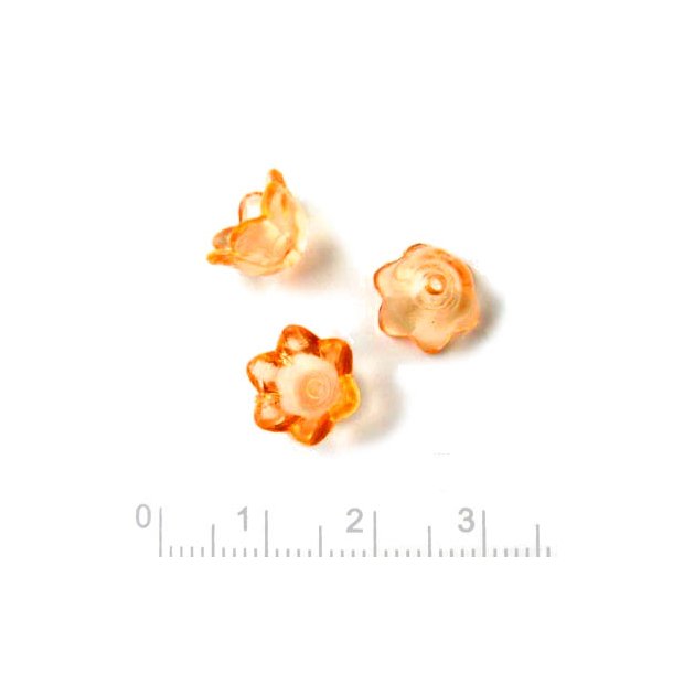 Acryl, Glockenblumen, perlenschale, 10x6,5 mm, orange, 6 Stk.