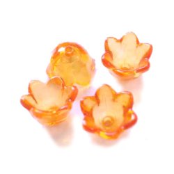 Acryl, Glockenblumen, perlenschale, 10x6,5 mm, orange, 6 Stk.