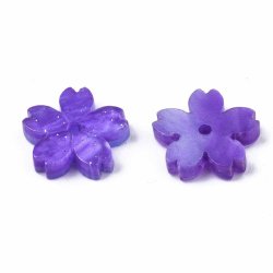 Acrylperle, f&uuml;nfbl&auml;ttrige Blume, dunkel lila, 11x2 mm, 6 St&uuml;ck.