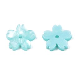 Acrylperle, f&uuml;nfbl&auml;ttrige Blume, t&uuml;rkis, 11x2 mm, 6 St&uuml;ck.