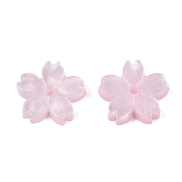 Acrylic bead, five-petal flower, Pink, 11x2 mm, 6 pcs.