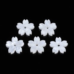 Acrylperle, f&uuml;nfbl&auml;ttrige Blume, hvid, 11x2 mm, 6 St&uuml;ck.