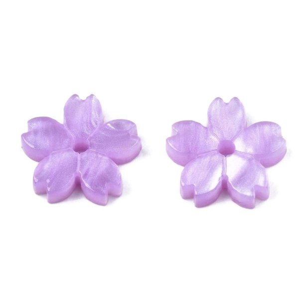 Acrylic bead, five-petal flower, Purple, 11x2 mm, 6 pcs.