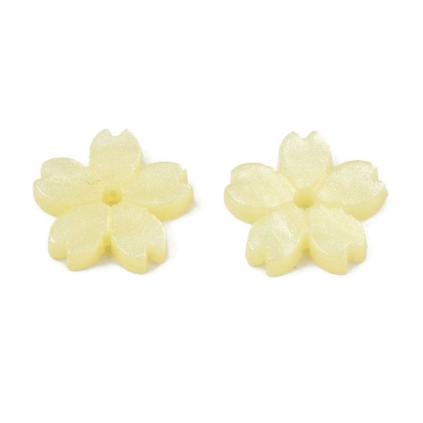 Acrylic bead, five-petal flower, Yellow, 11x2 mm, 6 pcs.