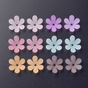 Acrylic beads, flower, mixed colors, 20.5x18.5x6.5mm, 6 pcs