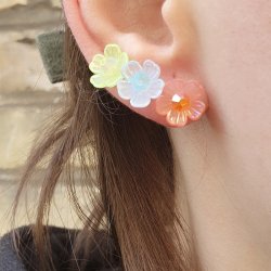 Acrylblume, gemischte Pastellfarben, AB wechselnd, 10x5x10,5mm, 20 Stck