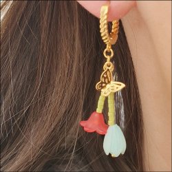 Butterfly charm with loop, gold plated silver, 8x9mm, 2pcs