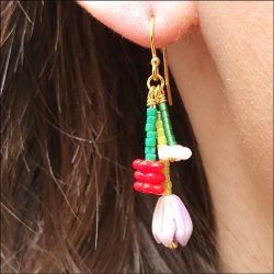 Synthetische Korallenperle, Bltenknospe, blau, 8,5x7, Loch 1 mm, 6 Stk.