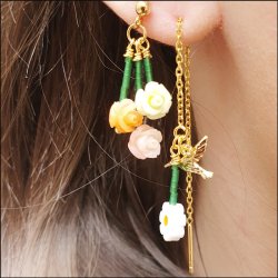 Ohrhaken-Kette, facettierte Ankerkette, Stift und offene se, vergoldetes Silber, Lnge 10 cm, 2 Stk