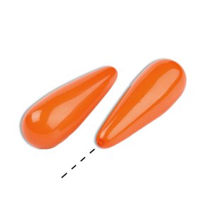 Drop shape, half drilled, orange, resin, 30.5x10 mm. 2 pcs.