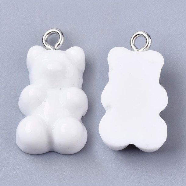 Teddy bear pendant, Resin, white, candy bear, 21.5x11.5x7 mm, 4pcs