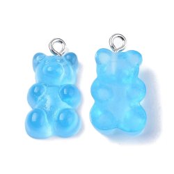 Teddyb&auml;r Anh&auml;nger, Resin, blau, S&uuml;&szlig;igkeit, 21.5x11.5x7 mm, 4 stk